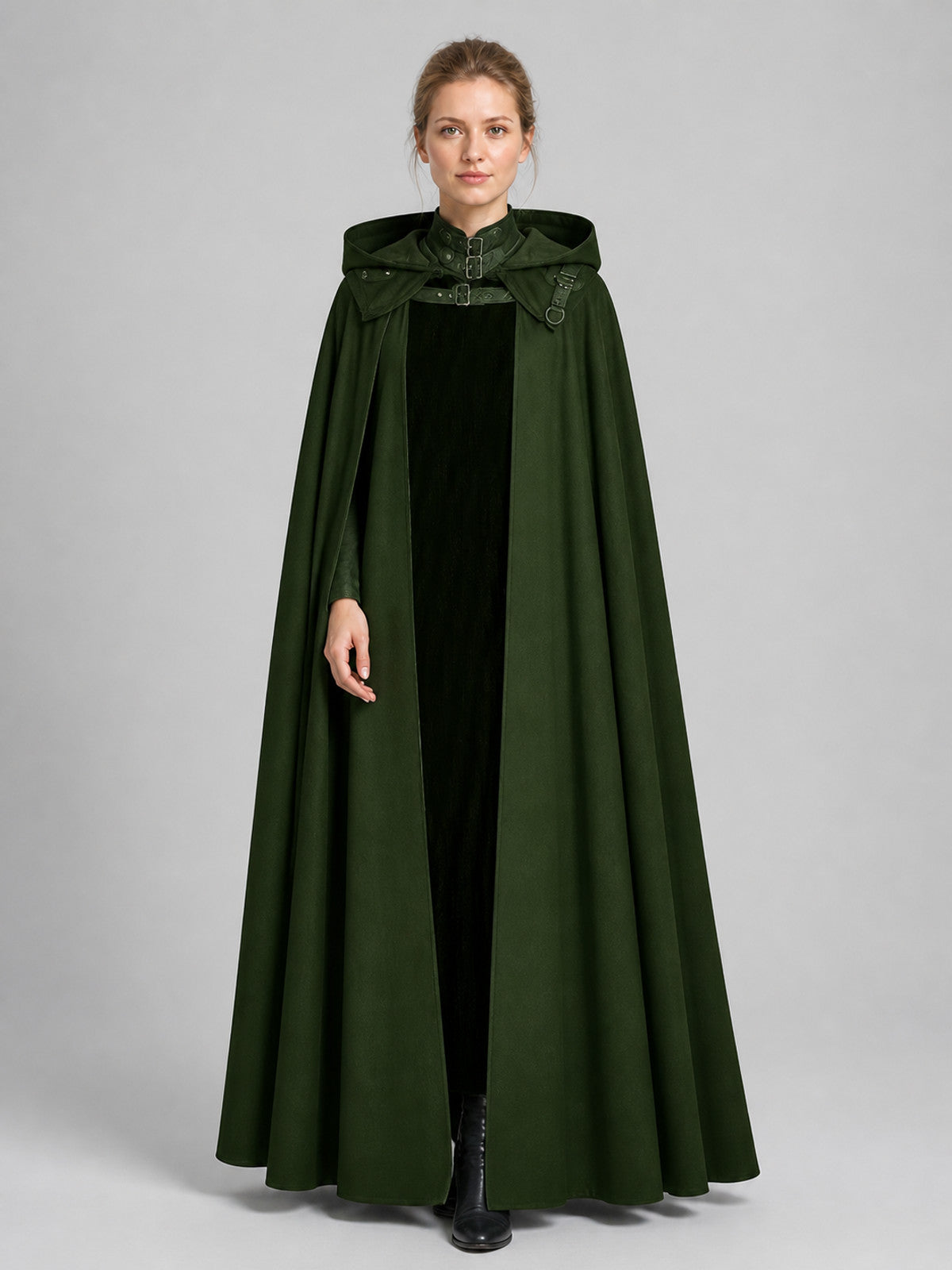 Vampire Halloween Cosplay Cloak, Black, with Hood