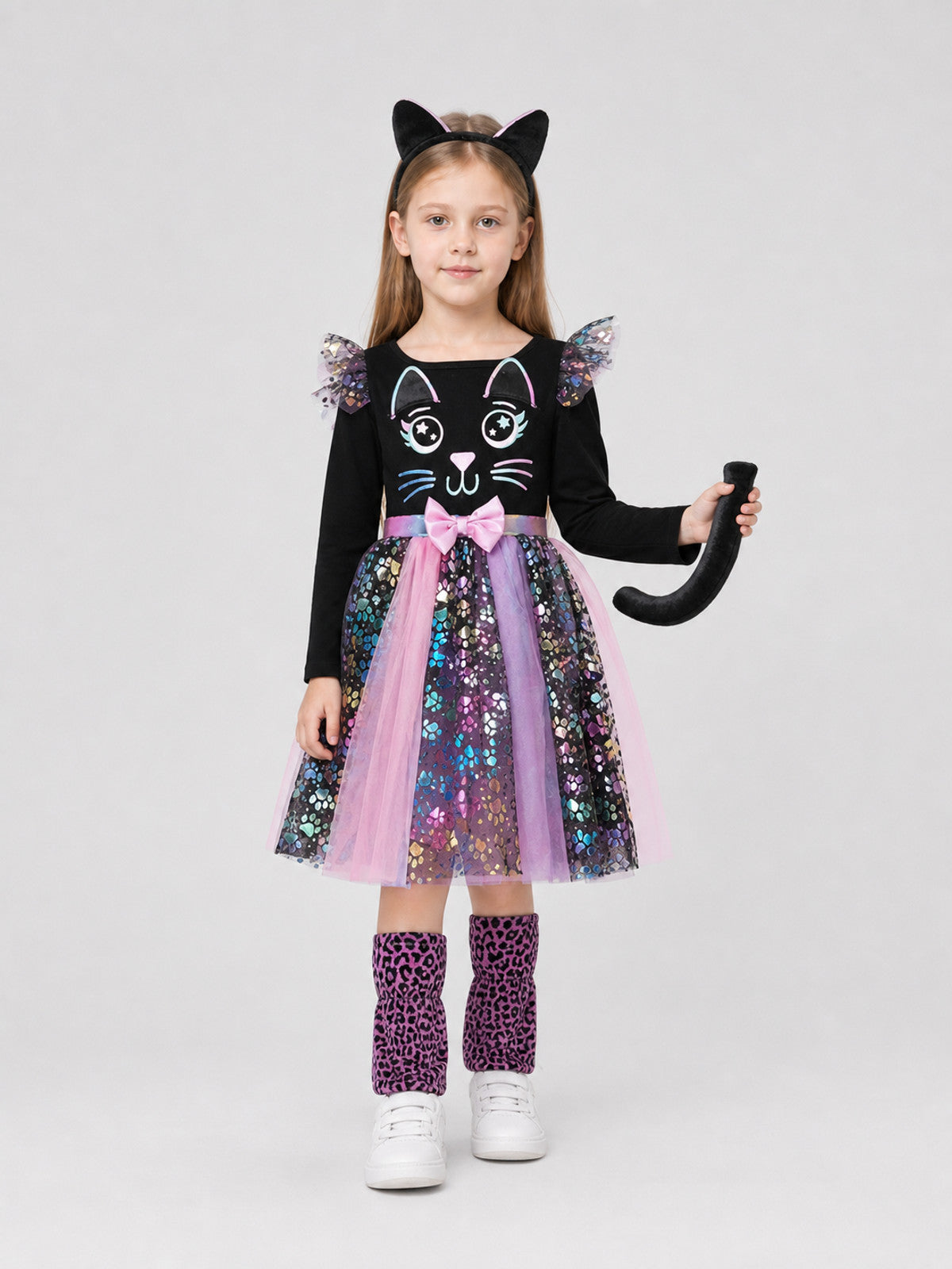 Children's Cat Carnival Dress with Ears and Tail Costume Dresses detail