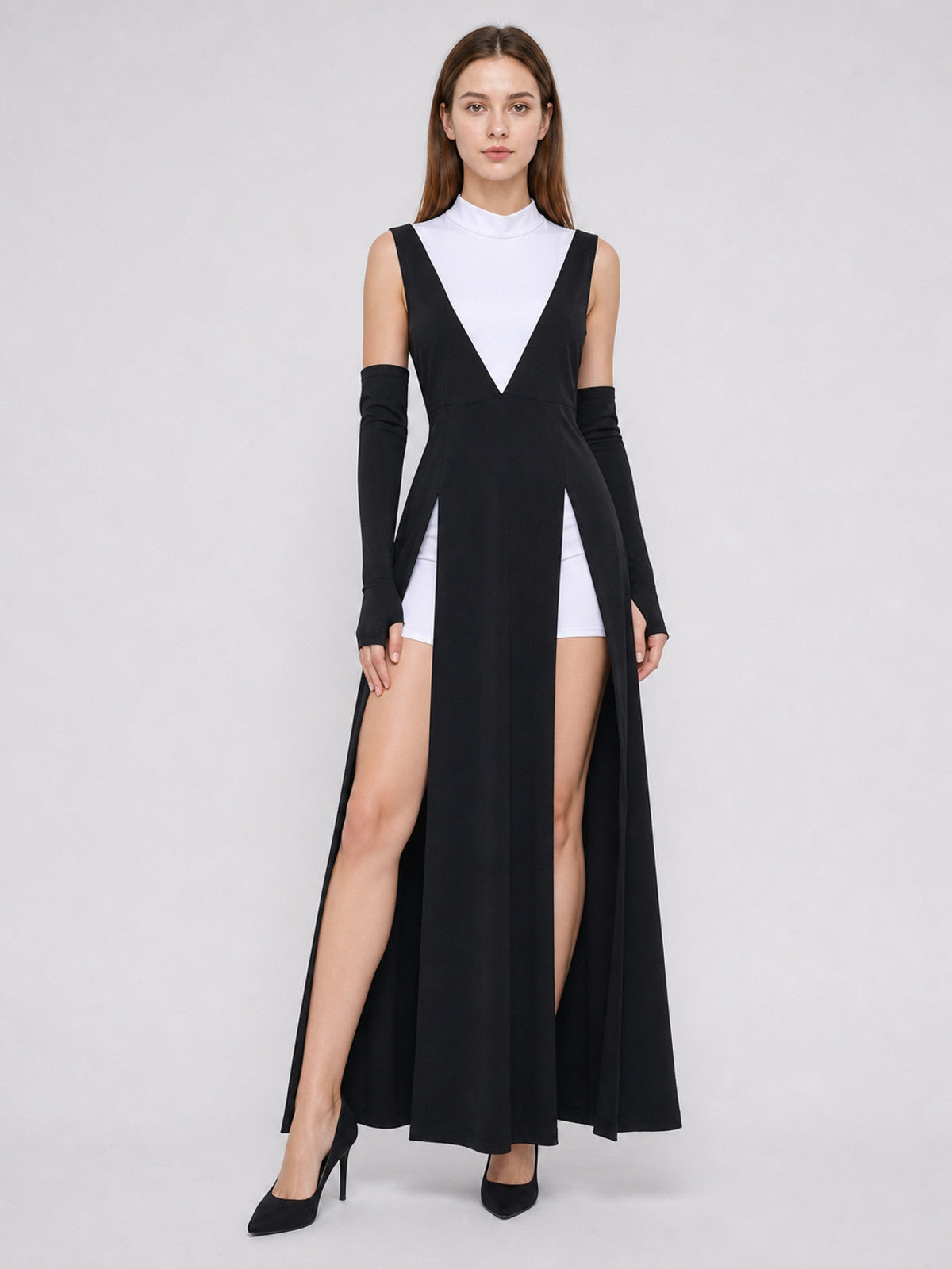 Gothic Robe Dress with High Side Slits