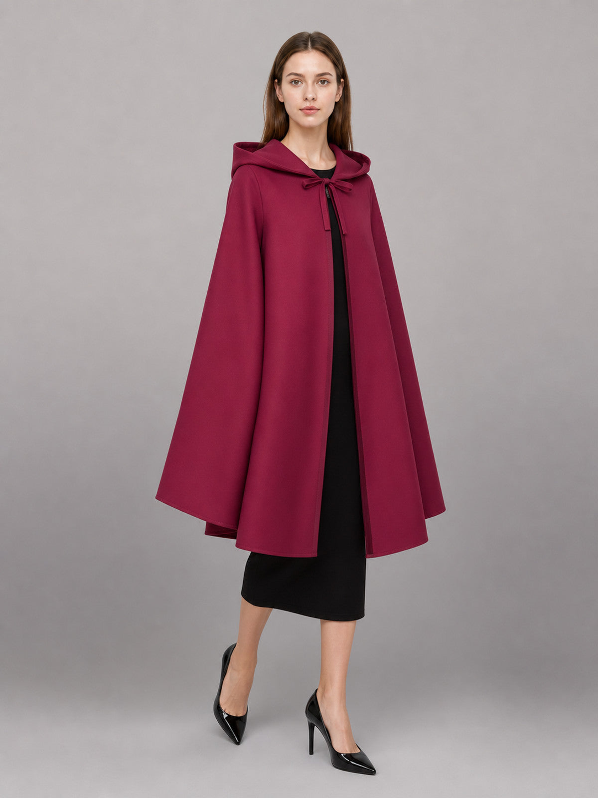 Burgundy Medieval Hooded Costume Cloak