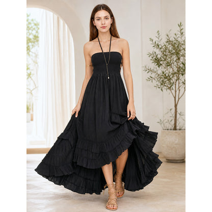 Long Boho-Style Maxi Dress with Open Back