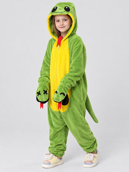 Green Flannel Hooded Pajama Jumpsuit