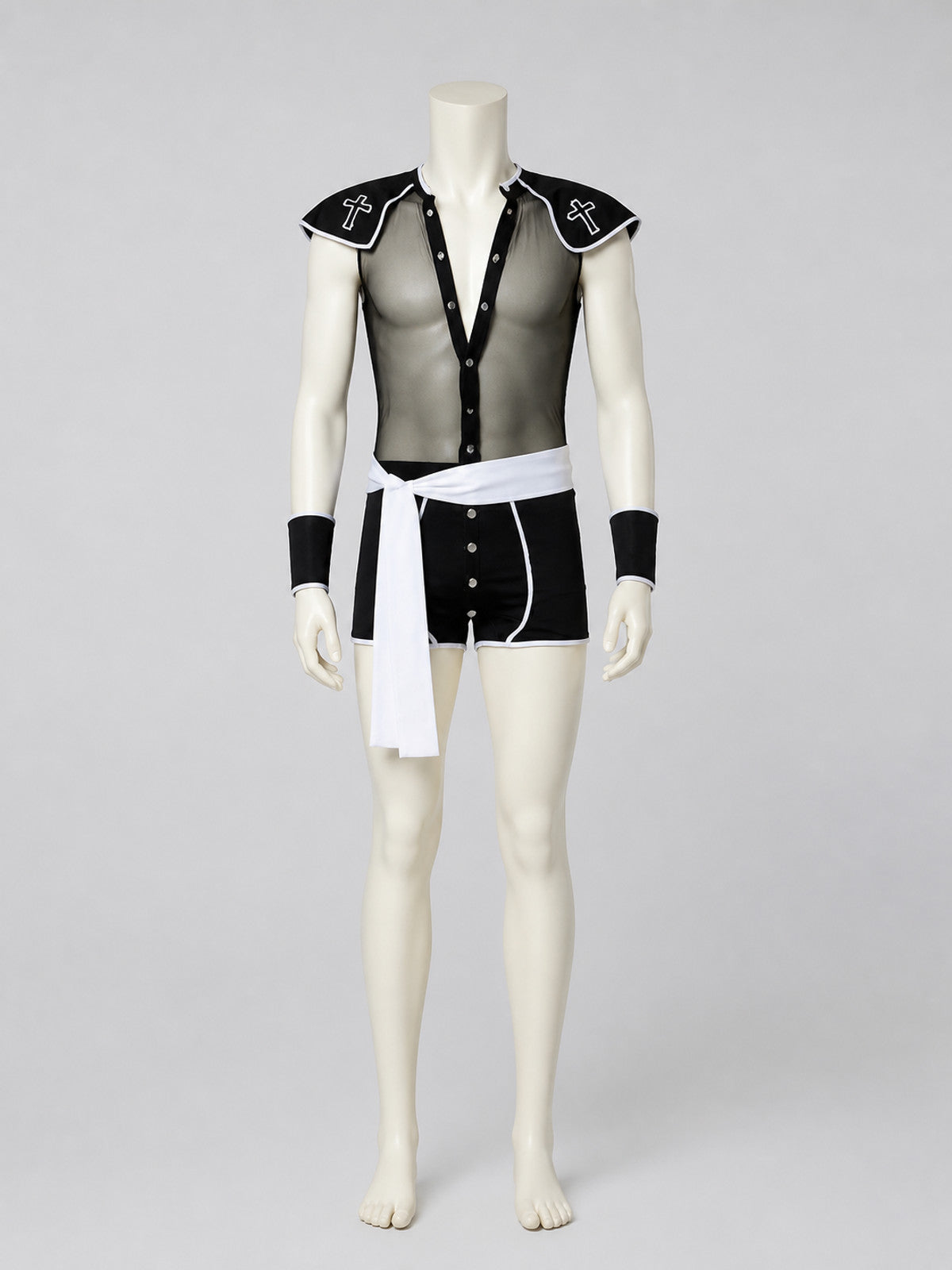 Priest Role-Play Costume, Black with White Trim Costumes detail