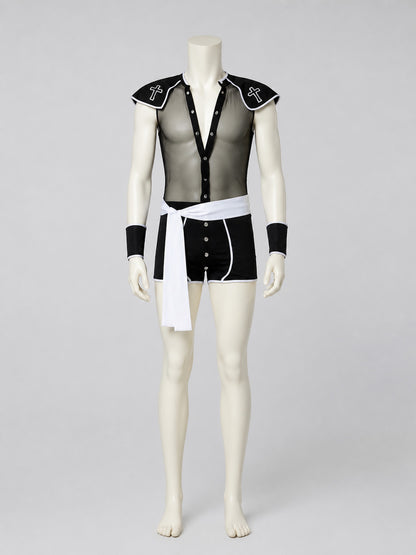 Priest Role-Play Costume, Black with White Trim Costumes detail