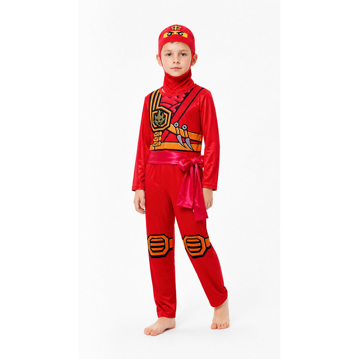 Red Ninja Jumpsuit Costume with Mask Costume Masks detail