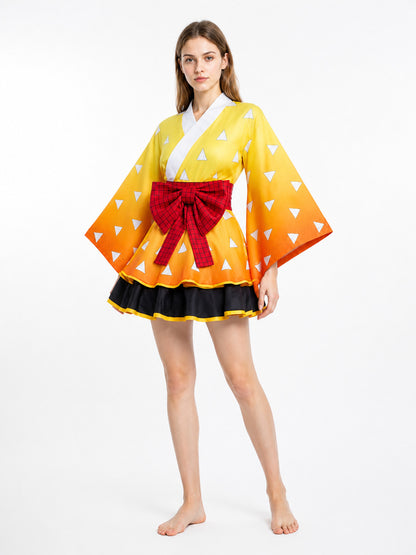 Cosplay Dress with Red Bow and Wide Sleeves