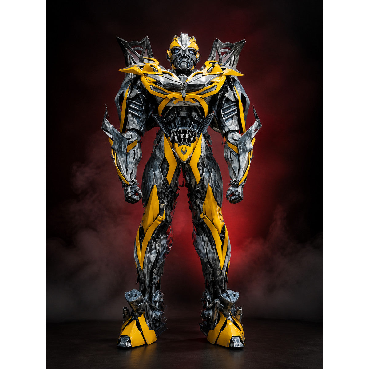Full-Body Mechanical Armor Bodysuit Costume, Silver Gray, Yellow and Black main product view