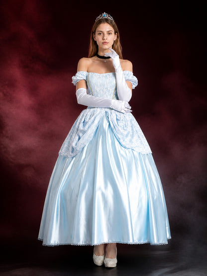 Women's Off Shoulder Princess Costume Set with Crown & Gloves for Halloween main product view
