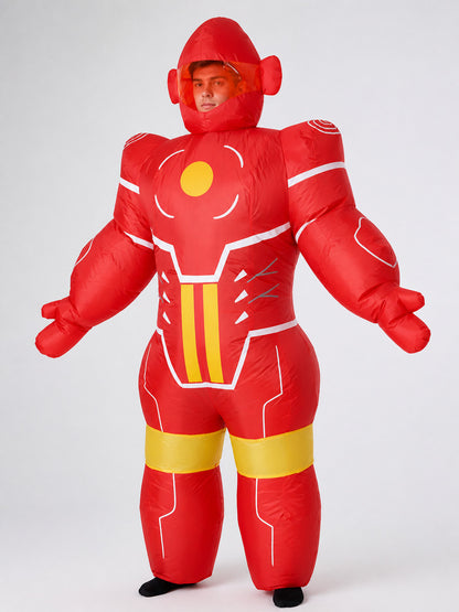 Red Inflatable Robot Costume with Yellow Details