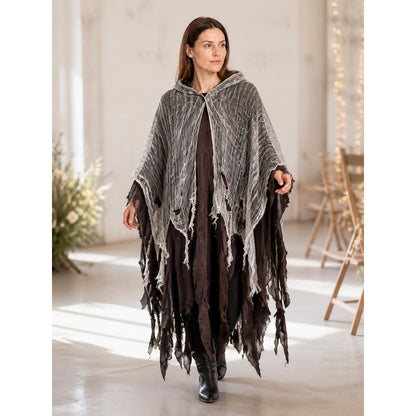 Gothic Hooded Cloak with Ragged Hem lifestyle