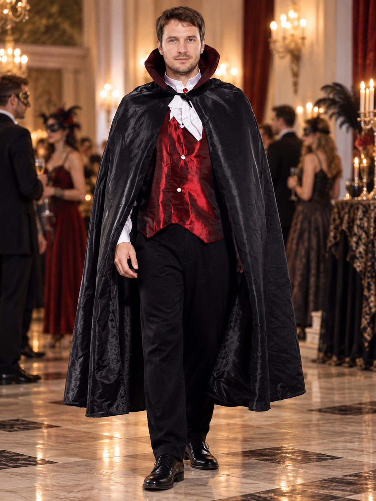 Adult Vampire Costume with Cape and Vest