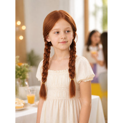 Brown Carnival Wig with Two Braids for Halloween lifestyle view