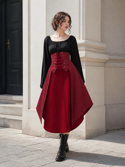 Burgundy Cape with Lacing, Loose Fit