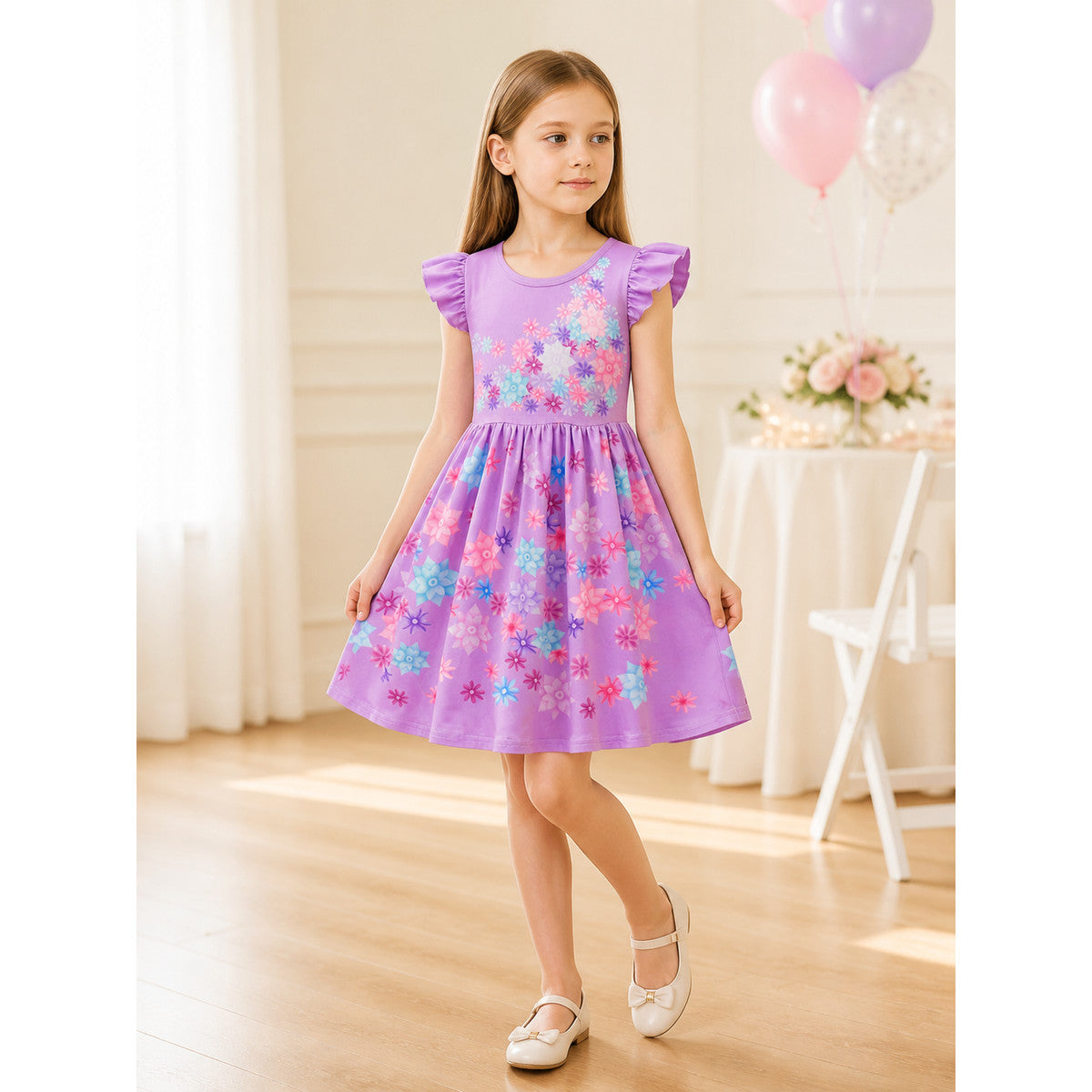 Purple Floral Carnival Dress for Cosplay lifestyle view