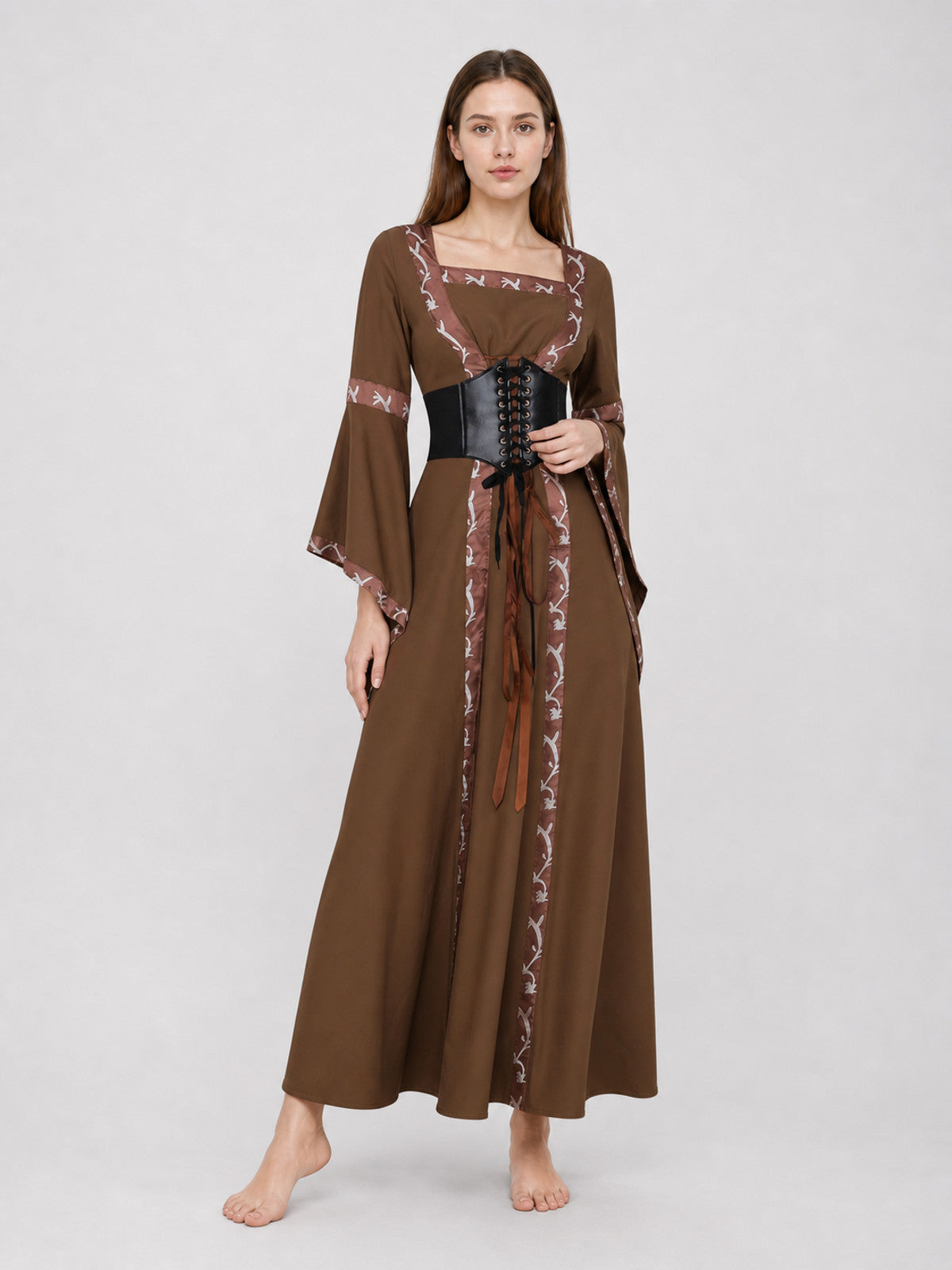Medieval Hooded Lace-Up Dress