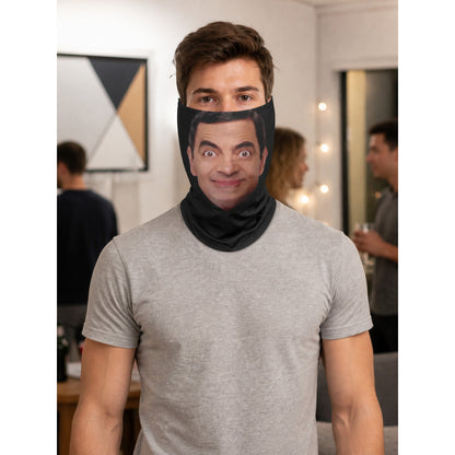 Halloween Mask with Printed Face and Black Neck Covering lifestyle view