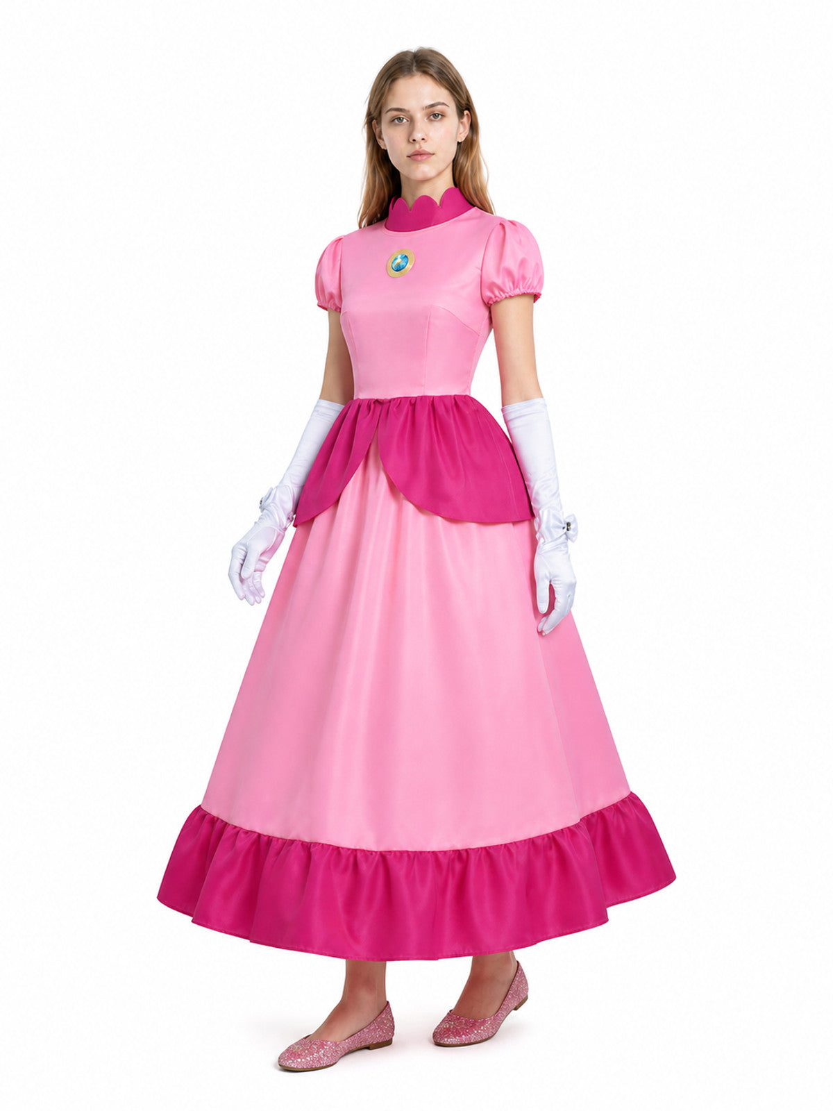 Costume Dress with Crown, Gloves, and Brooch