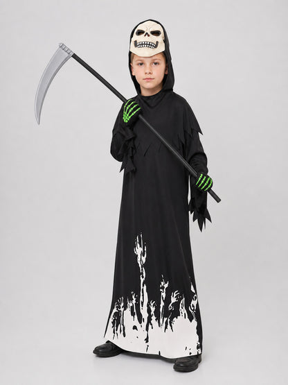 Reaper Jumpsuit Costume with Mask, Gloves, and Scythe Costume Masks detail