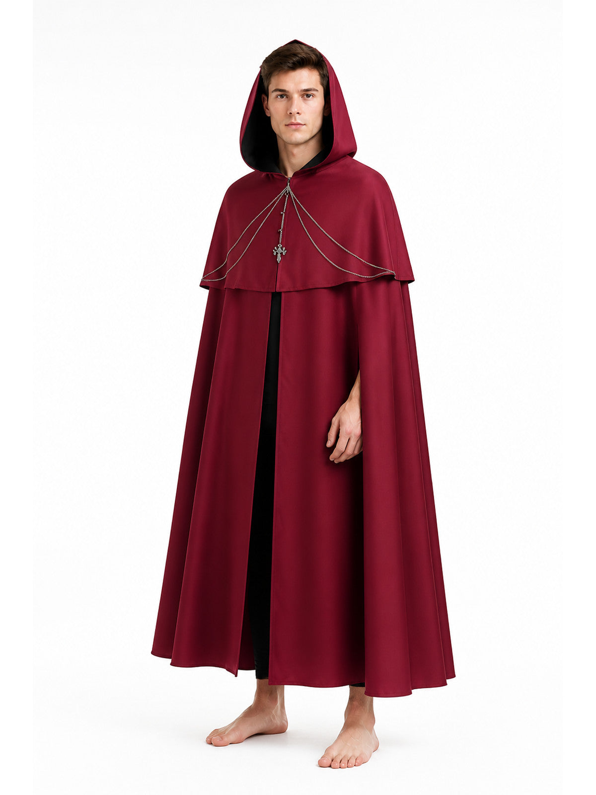 Long Hooded Cape with Chain for Halloween