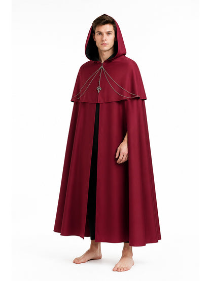 Long Hooded Cape with Chain for Halloween