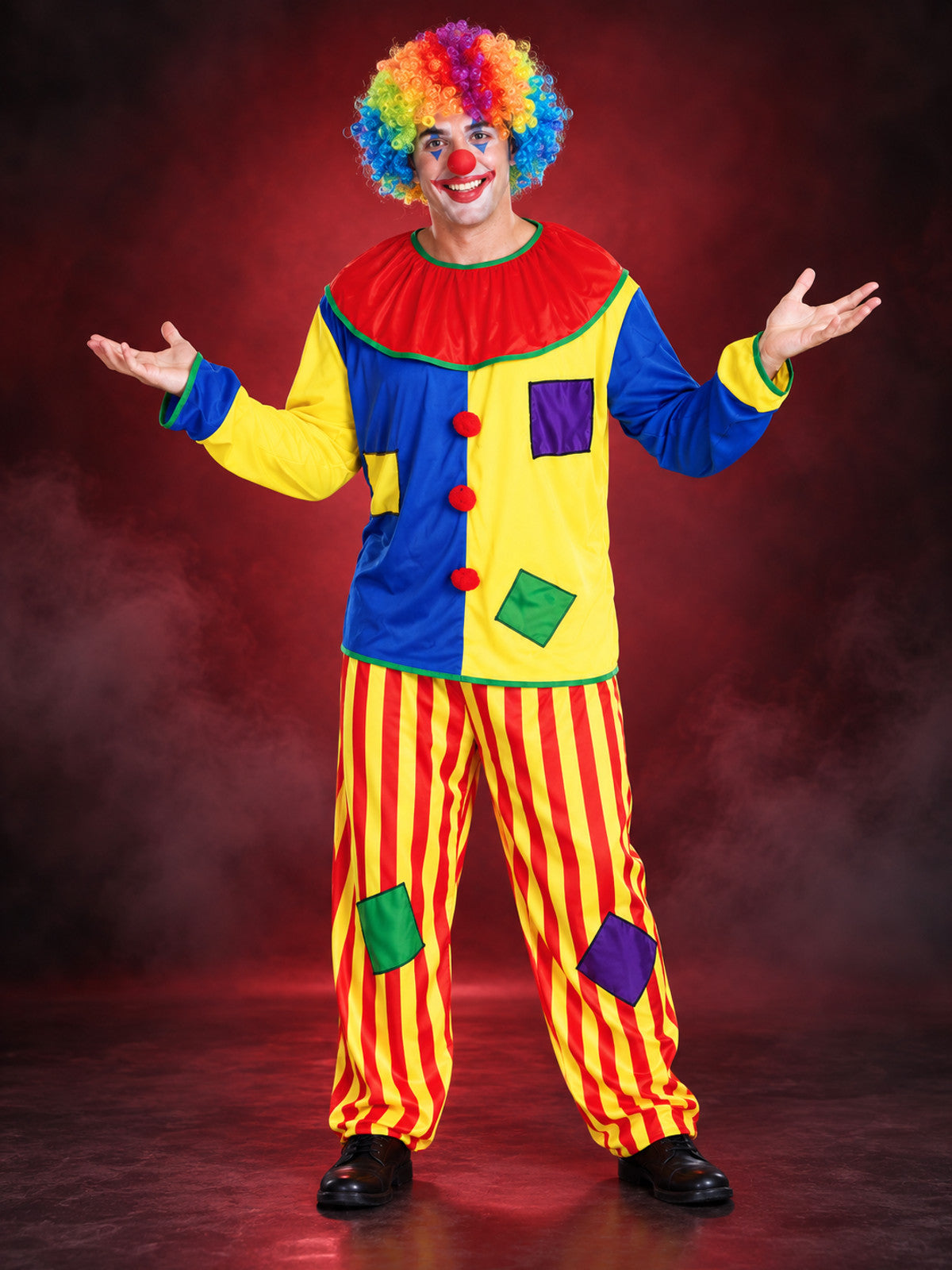 Carnival Clown Costume: Top with Puffy Collar and Pants