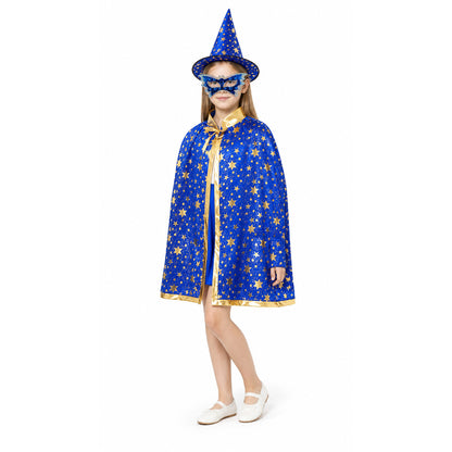 Magical Carnival Costume with Cape, Hat, and Mask Costume Capes detail