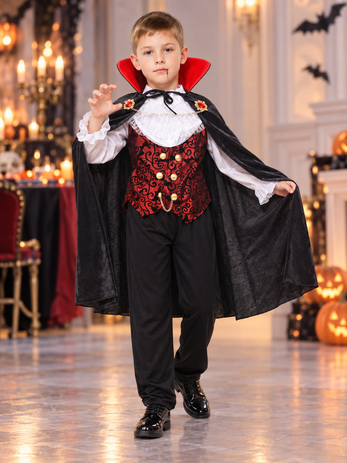 Kids' Vampire Costume with Cape and Vest
