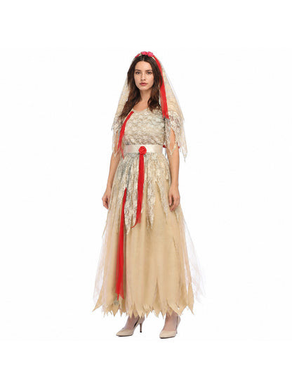 Carnival Costume Dress with Veil and Roses Costume Dresses detail