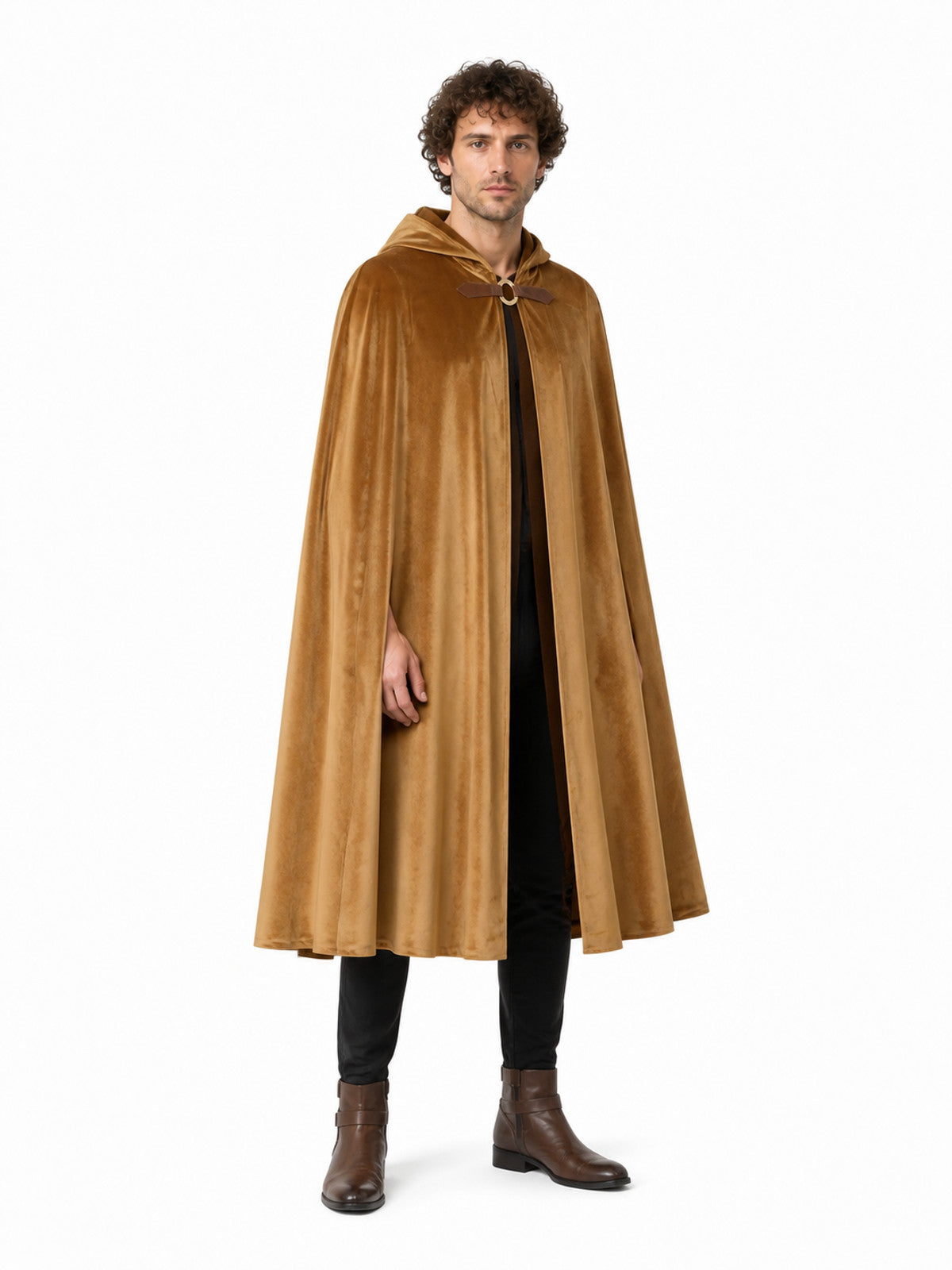 Long Light Brown Hooded Cloak for Cosplay