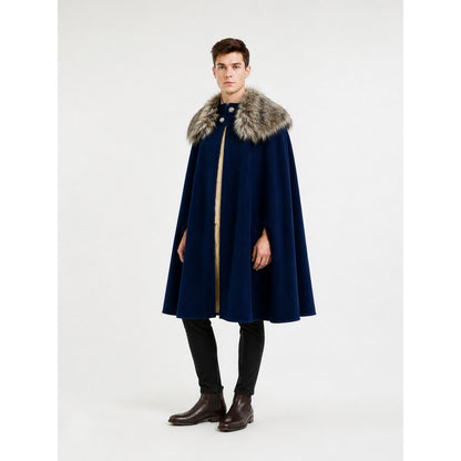 Long Blue Cape with Fur Collar Costume Capes detail
