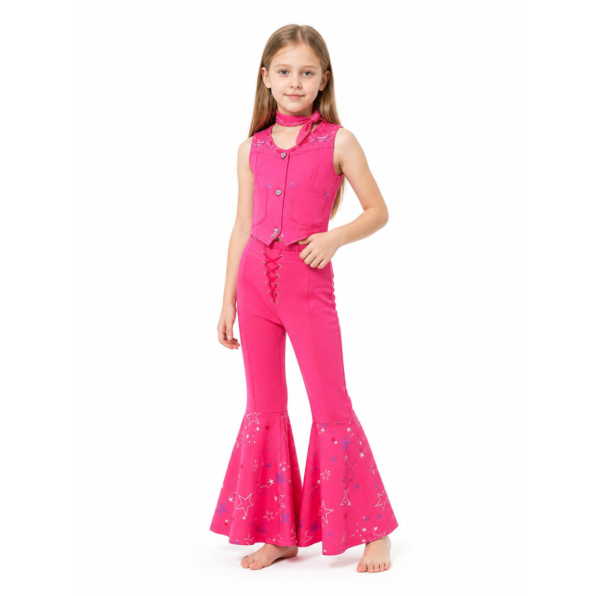 Kids' Costume with Vest and Star-Patterned Flare-Leg Pants