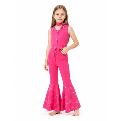 Kids' Costume with Vest and Star-Patterned Flare-Leg Pants