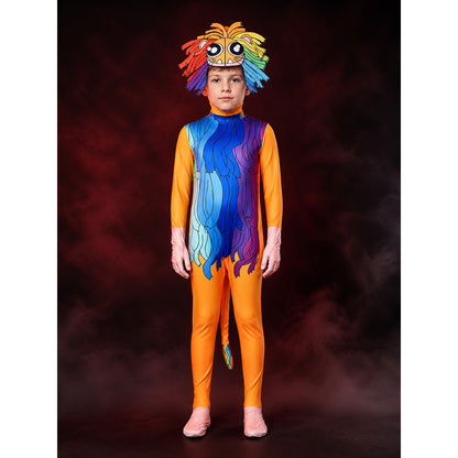 Yarnaby Cosplay Bodysuit Costume, Multi-Color Mane Print with Mask and Tail main product view