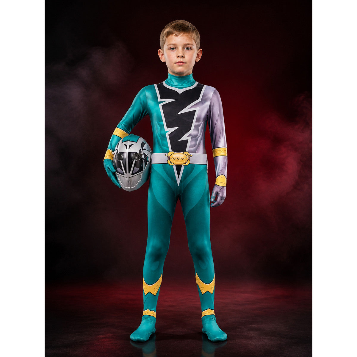 Unisex Knight Dragon Hooded Jumpsuit Costume with Lightning Print for Halloween main product view