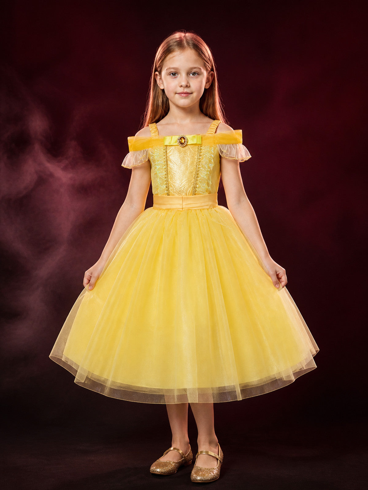 Girls' Rapunzel Cinderella Princess Costume Dress, Long Tulle Skirt Halloween