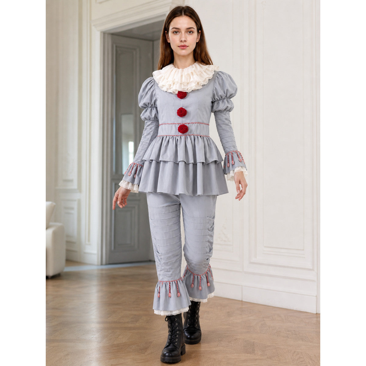 Ruffled Clown Costume for Halloween and Cosplay lifestyle view