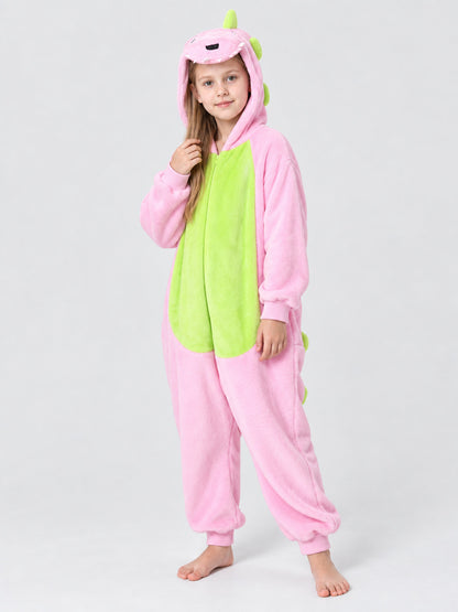 Pink Kigurumi Pajama with Animal Face Hood