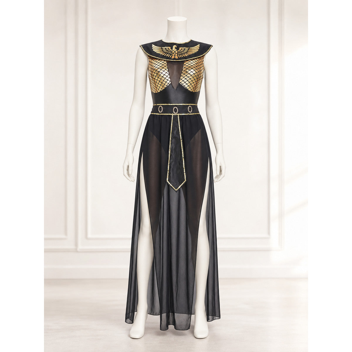 Cleopatra Costume, Egyptian Style, Black Dress