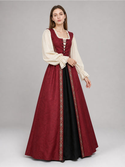 Renaissance-Style Dress with a Square Neckline