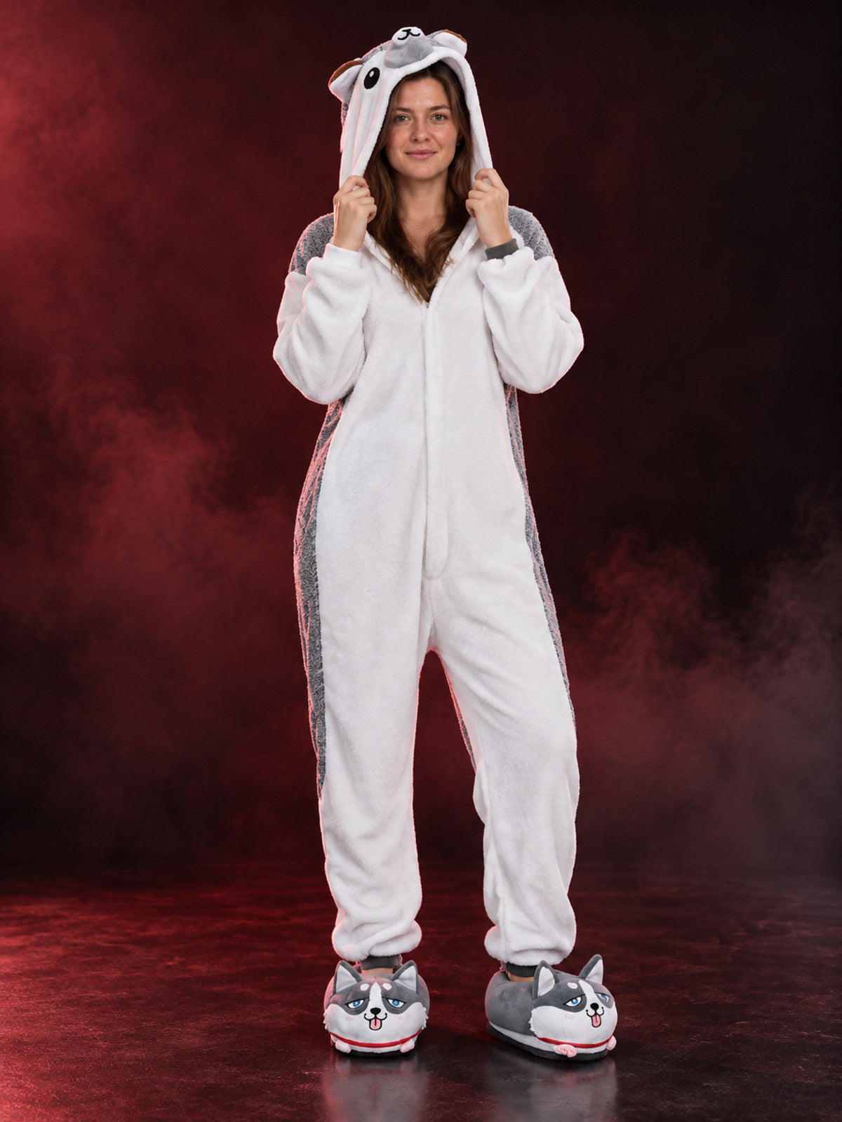 One-Piece Pajamas with a 3D Animal-Face Hood