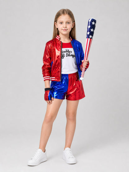 Harley Quinn Cosplay Costume: Jacket, Shorts, and Gloves Costumes detail