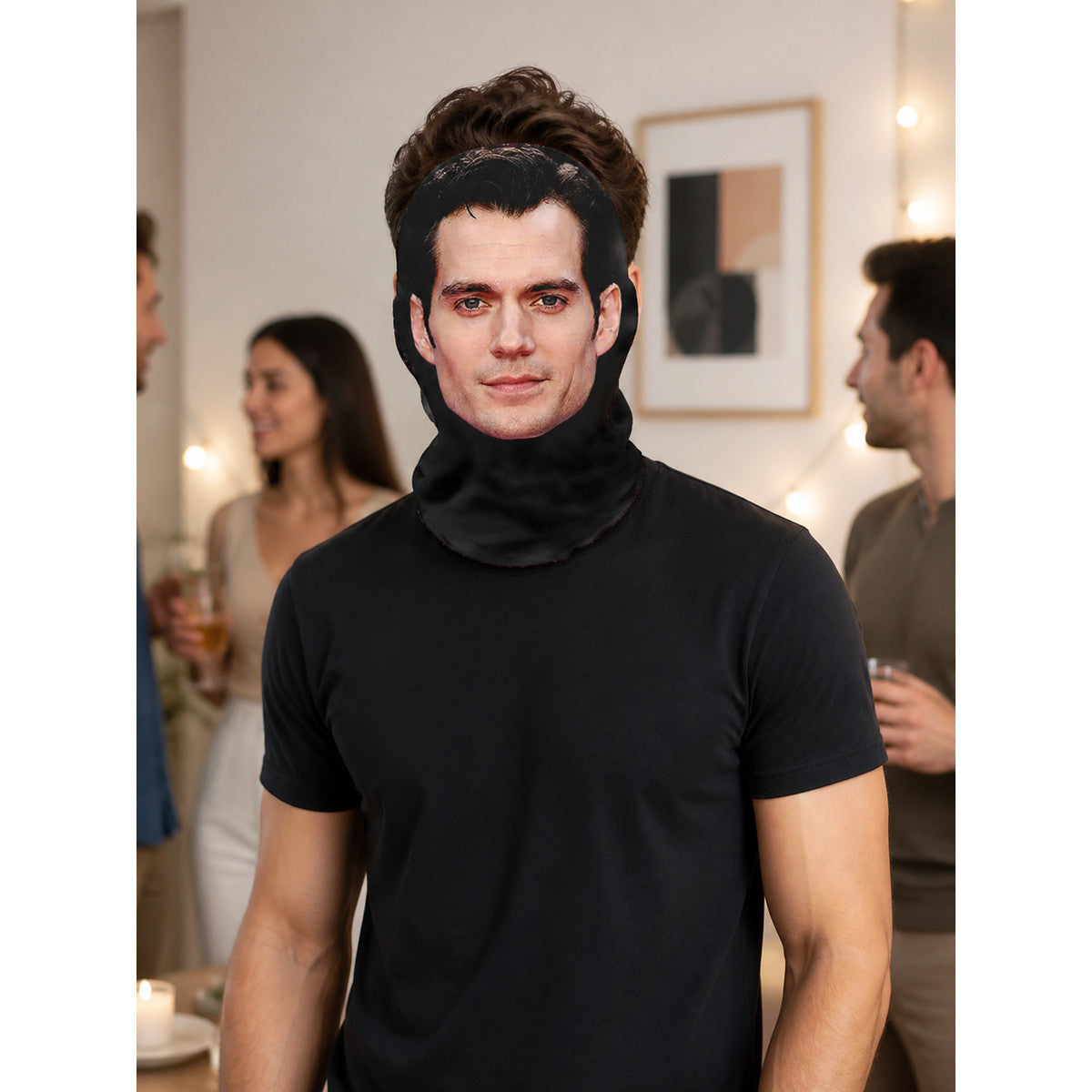Black Halloween Mask with a Realistic Face lifestyle view