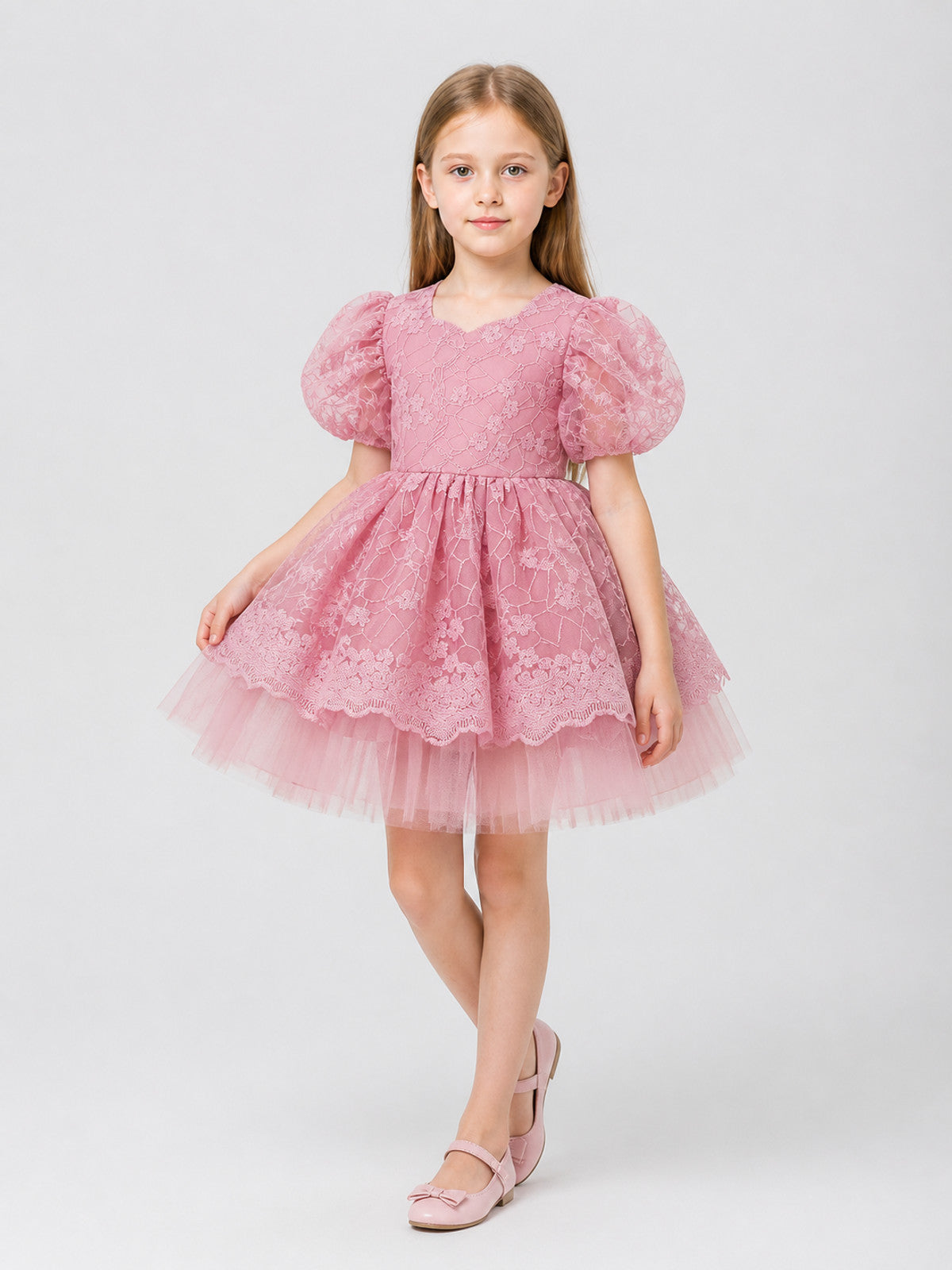 Girls’ Princess Dress with Full Skirt and Lace product detail