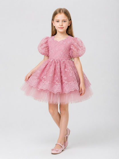 Girls’ Princess Dress with Full Skirt and Lace product detail