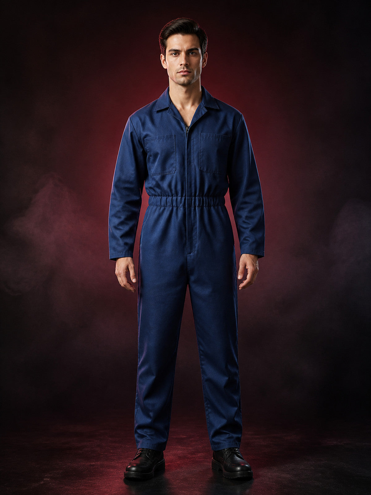 Adult Dark Blue Halloween Horror Movie Character Jumpsuit Costume with Front Zip main product view