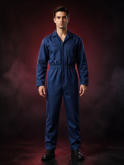 Adult Dark Blue Halloween Horror Movie Character Jumpsuit Costume with Front Zip main product view