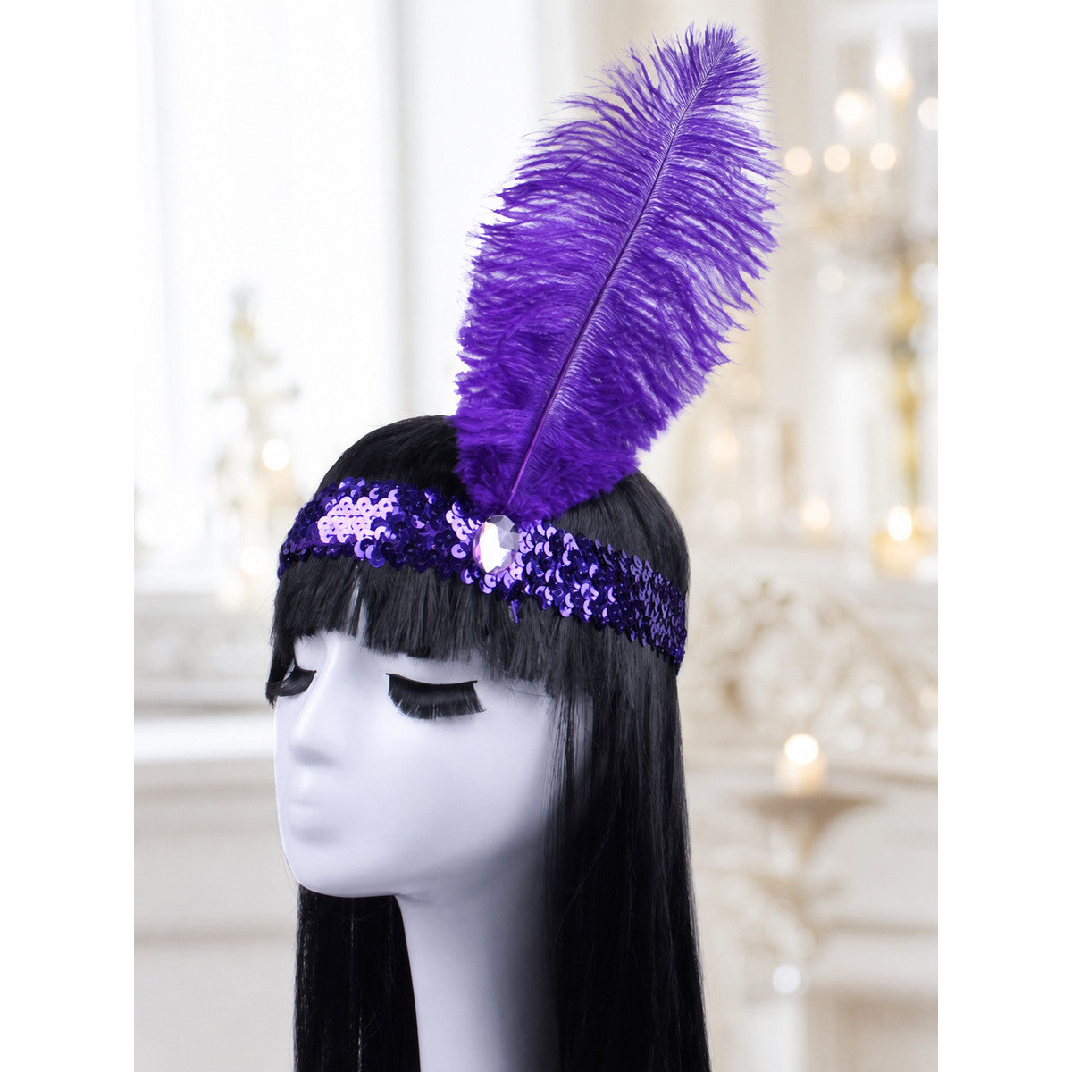 Feather and Sequin Headband for Carnival