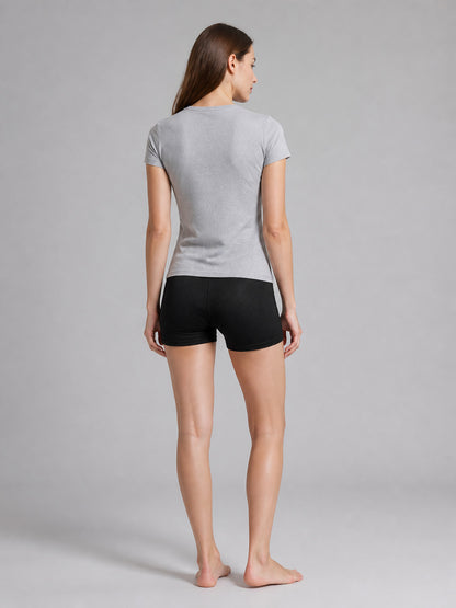 Black High-Waist Fitted Short Cycling Shorts with Wide Waistband and Front Panel