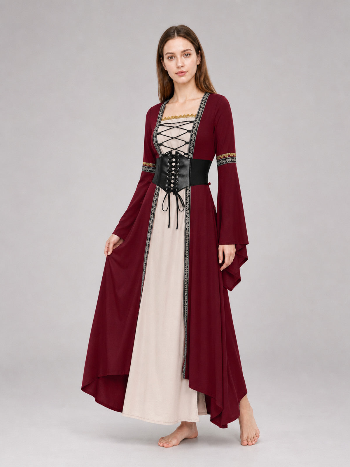 Gothic Renaissance Dress with Corset Lacing