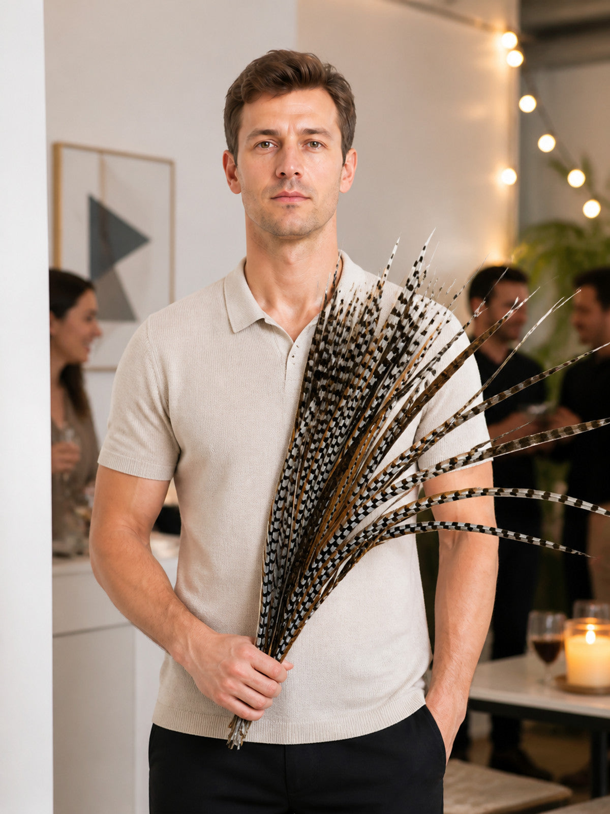 Decorative Black, White, and Brown Feather Bundle lifestyle view